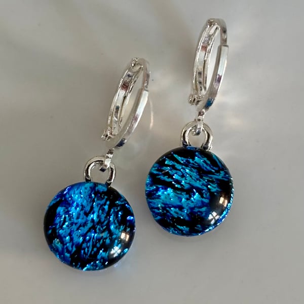 Handmade Sparkly Dichroic Fused Glass Earrings