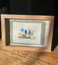 Wild flowers with bee and butterfly hand embroidered art in picture frame - Image 2