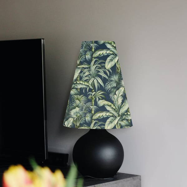 Tripura forest Velvet cone lampshade extra tall lampshade trees forest midnight 