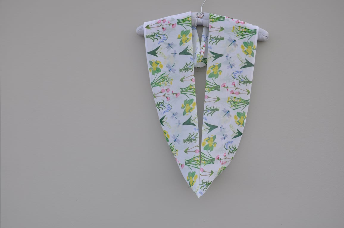 Handprinted chiffon scarf Wildflowers