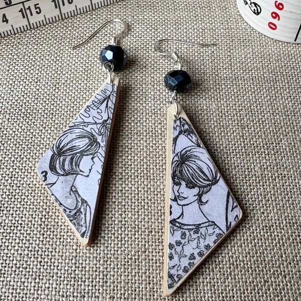 Upcycled wood earrings - dressmaking