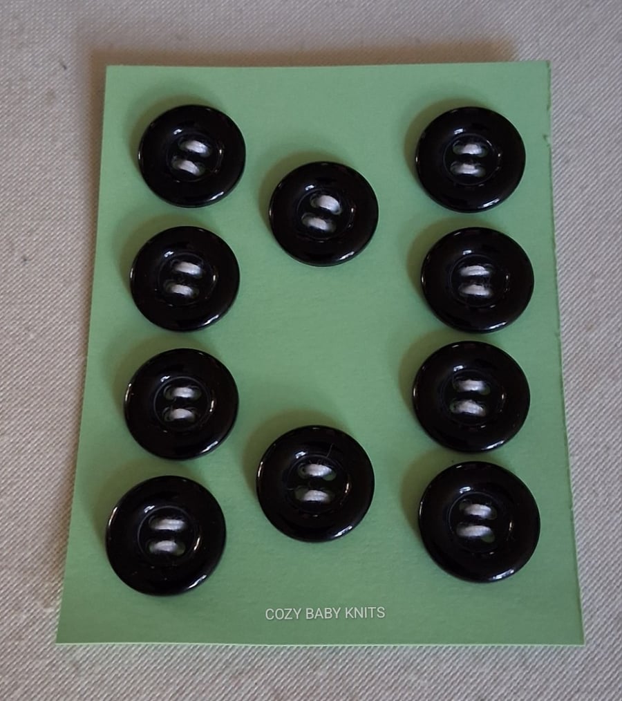 10 BLACK ROUND BUTTONS