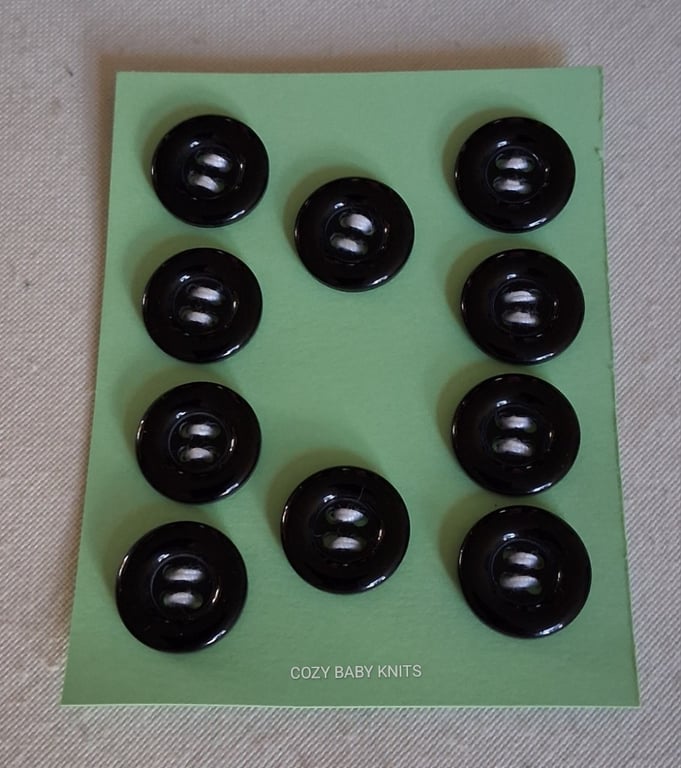 10 BLACK ROUND BUTTONS