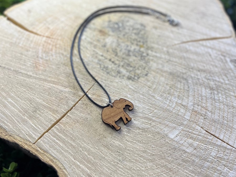 Wooden Elephant Necklace - laser cut, elephant jewellery, elephant gift