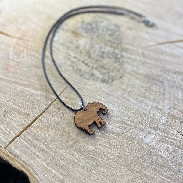 Wooden Elephant Necklace - laser cut, elephant jewellery, elephant gift