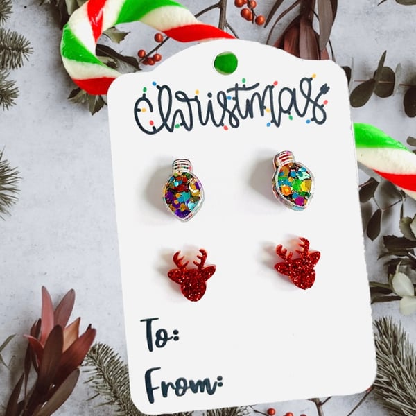 Christmas stud earrings, stocking filler for girlfriend, secret Santa gift 