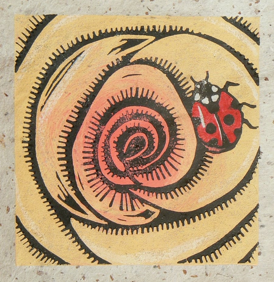 Ladybird linocut print
