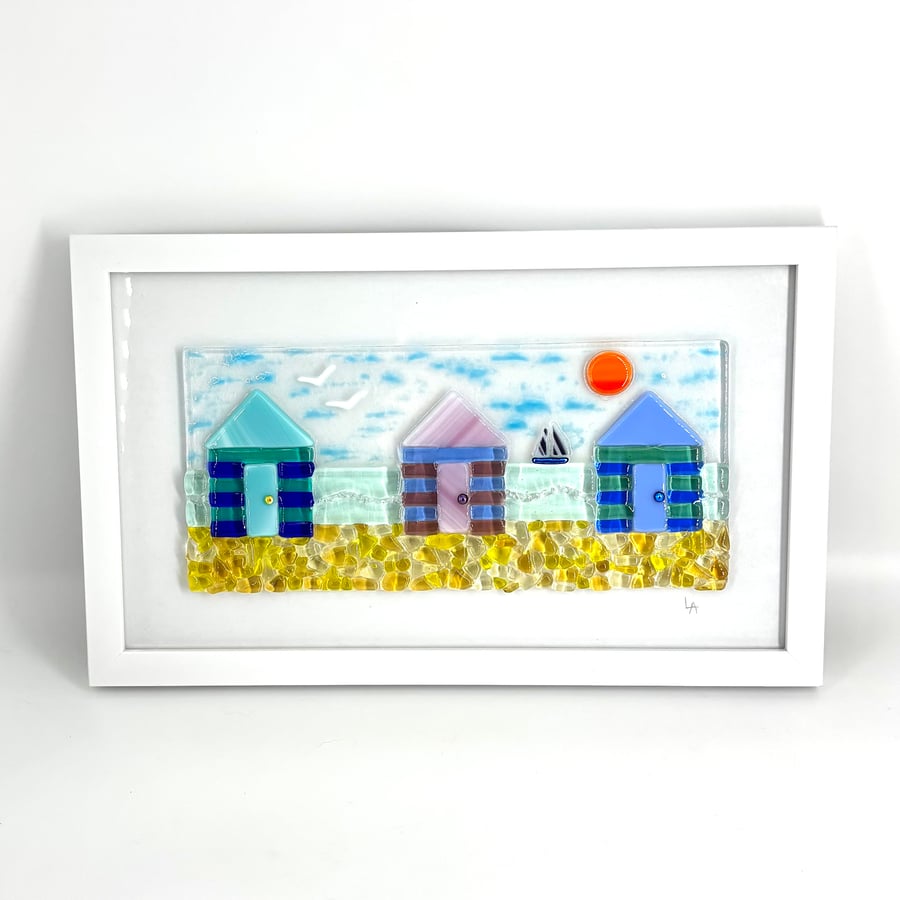 Colourful Fused Glass Beach Huts Picture