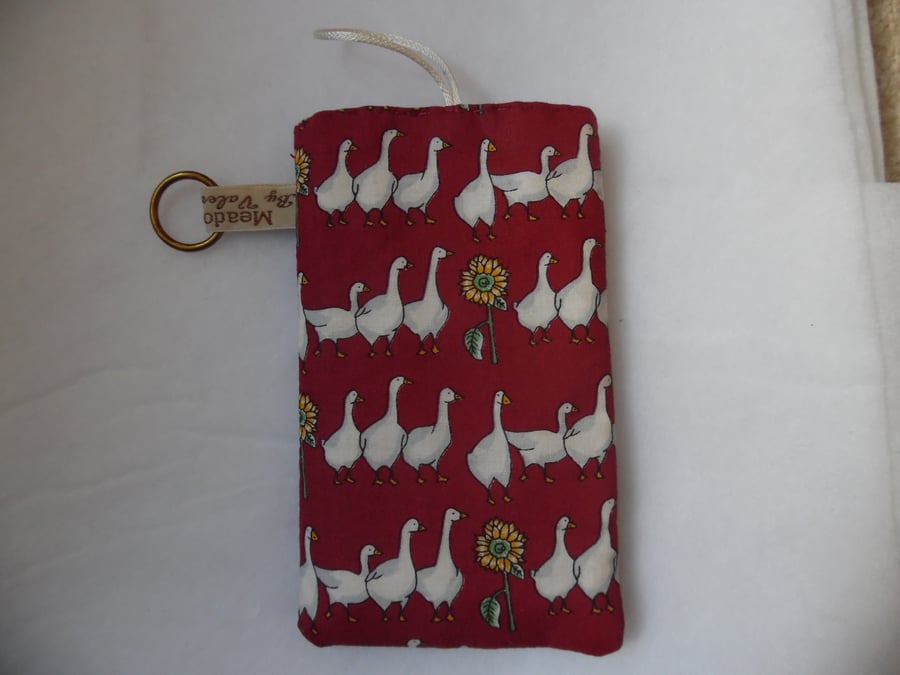 mobile phone case red with geese and sunflowers