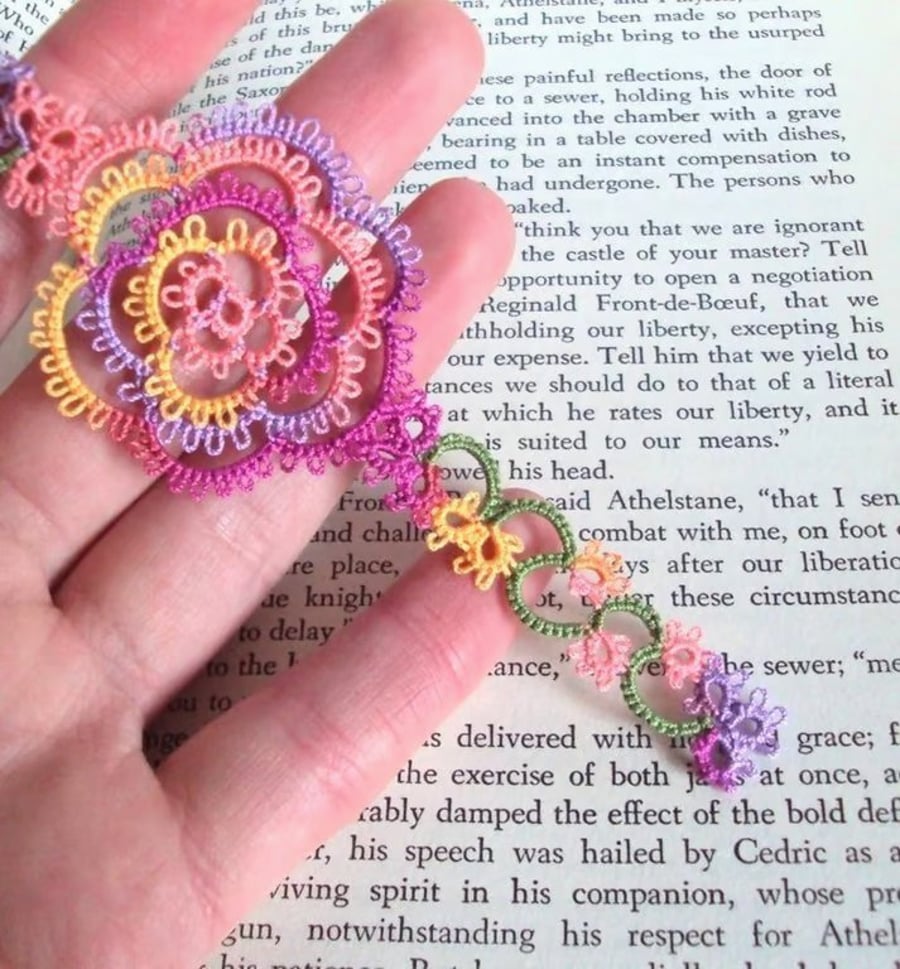 Summer Garden Bookmark in Tatting