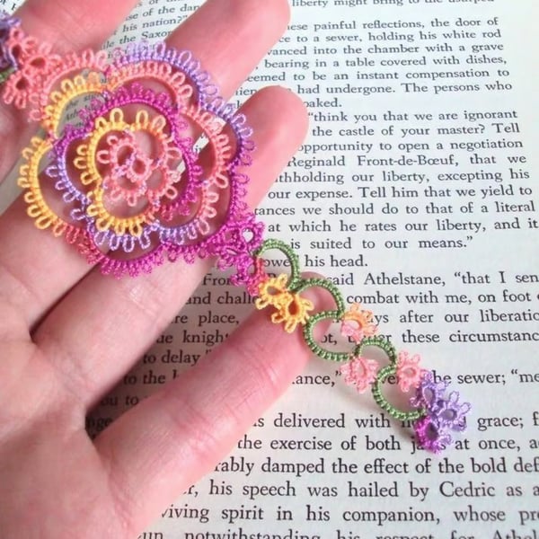 Summer Garden Bookmark in Tatting