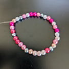 Pink - Handcrafted Pearl Beads Elasticated Bracelet