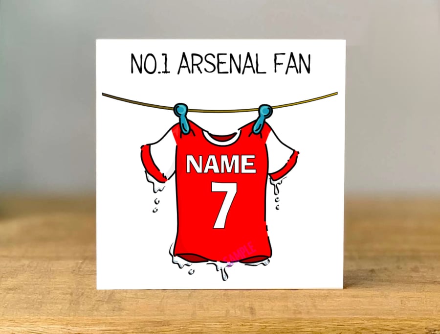Personalised gunners Fan Card, Any Team, Football, Brother, Bestie, Dad, Mum, 