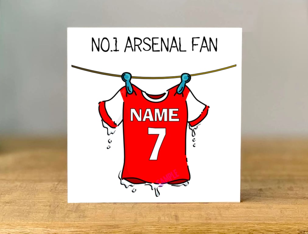 Personalised gunners Fan Card, Any Team, Football, Brother, Bestie, Dad, Mum, 