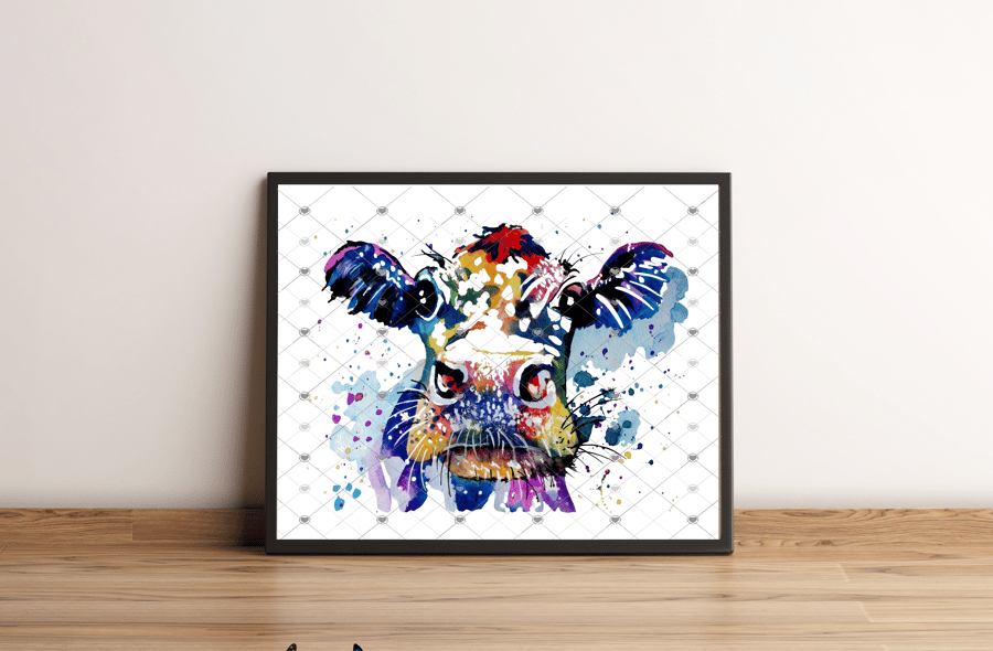 Cow A4 Print, Cow Custom Print, Personalised Wall Art, Custom Cow Picture