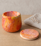 Sunrise Marbled Jewellery Box with Stars Pink Orange Yellow Handmade Gift