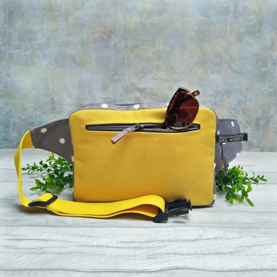 Mustard and Grey Oilcloth Bum bag