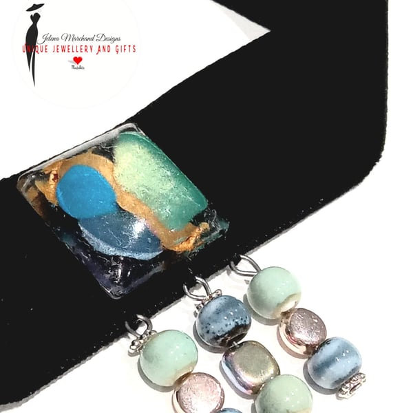 Velvet Choker, Necklace, Beaded, Unique,