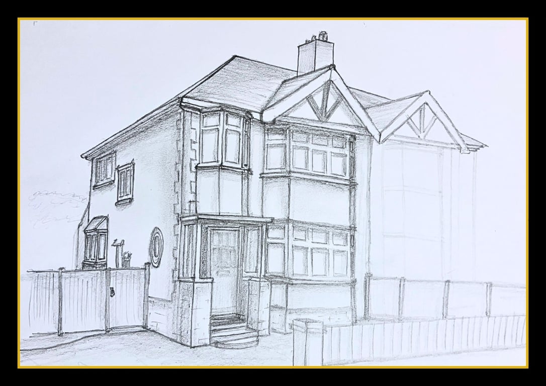 Personalised House Sketch, A4 Custom Portrait, Handmade to Order