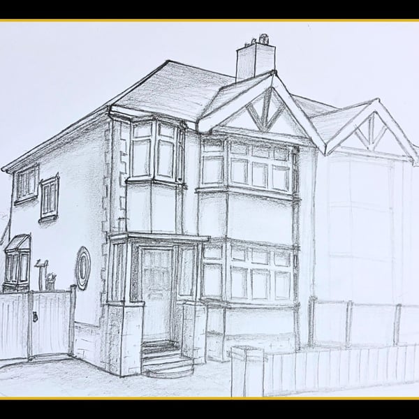 Personalised House Sketch, A4 Custom Portrait, Handmade to Order