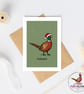 Husband Christmas Card - Pheasant Christmas Card - Hand Drawn Festive Card - Image 3