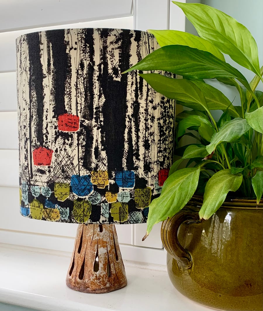 Mostly Monotone Midcentury 50s 60s Abstract RETRO vintage fabric Lampshade 