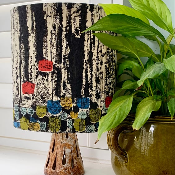 Mostly Monotone Midcentury 50s 60s Abstract RETRO vintage fabric Lampshade 