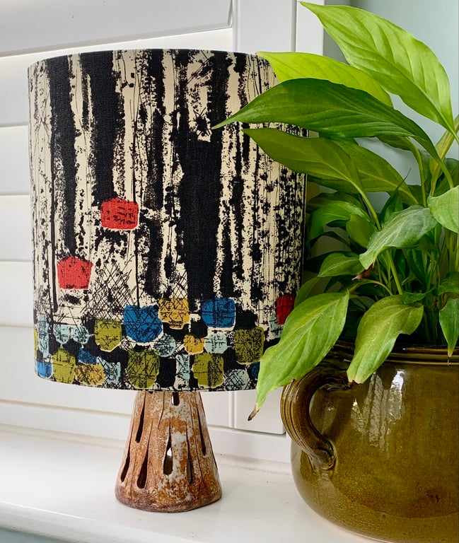 Mostly Monotone Midcentury 50s 60s Abstract RETRO vintage fabric Lampshade 