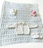 Hand Knit Baby Set, Cardigan, Bootees, and Bonnet In White- Age 3 - 6 Months - Image 1