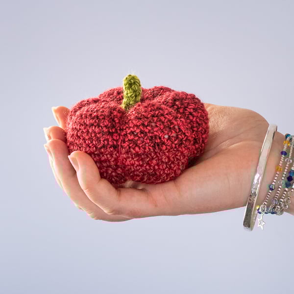 Cute pumpkin decoration crocheted in premium acrylic yarn