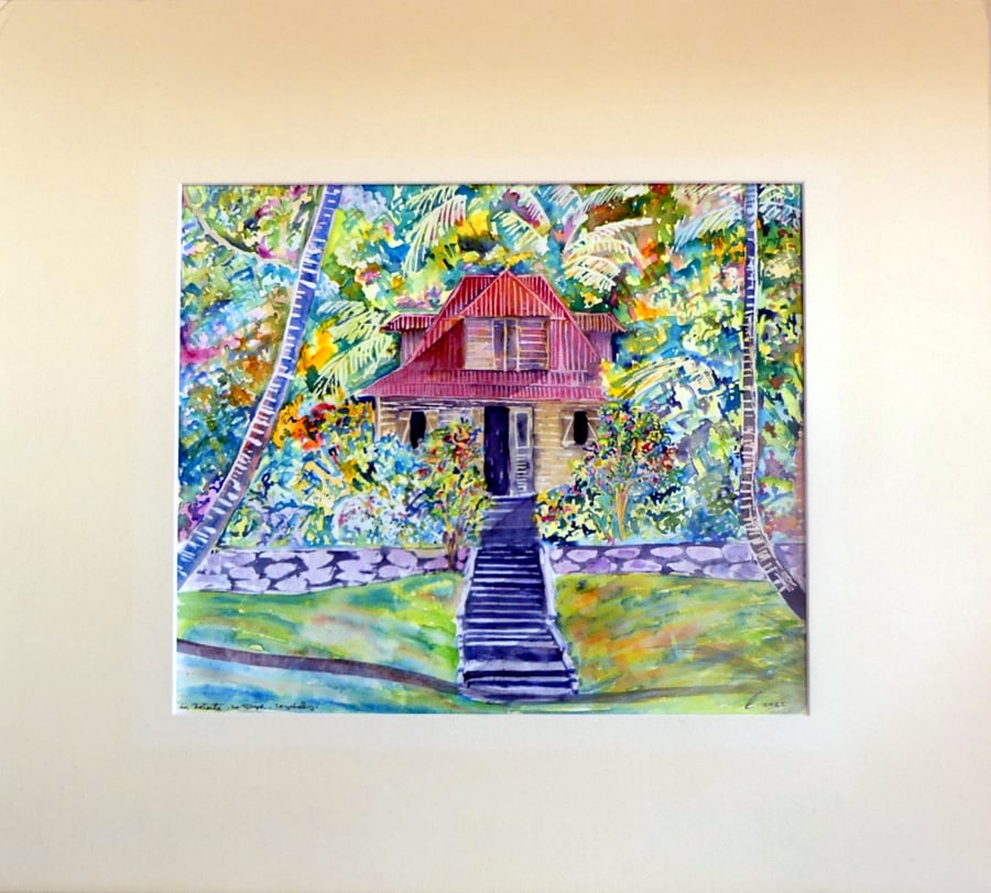 Home in the Forest  Impressionist Watercolour Landscape Painting