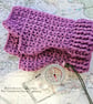 Carnation Pink Fingerless Mitts, Cosy Crochet Wrist Warmers