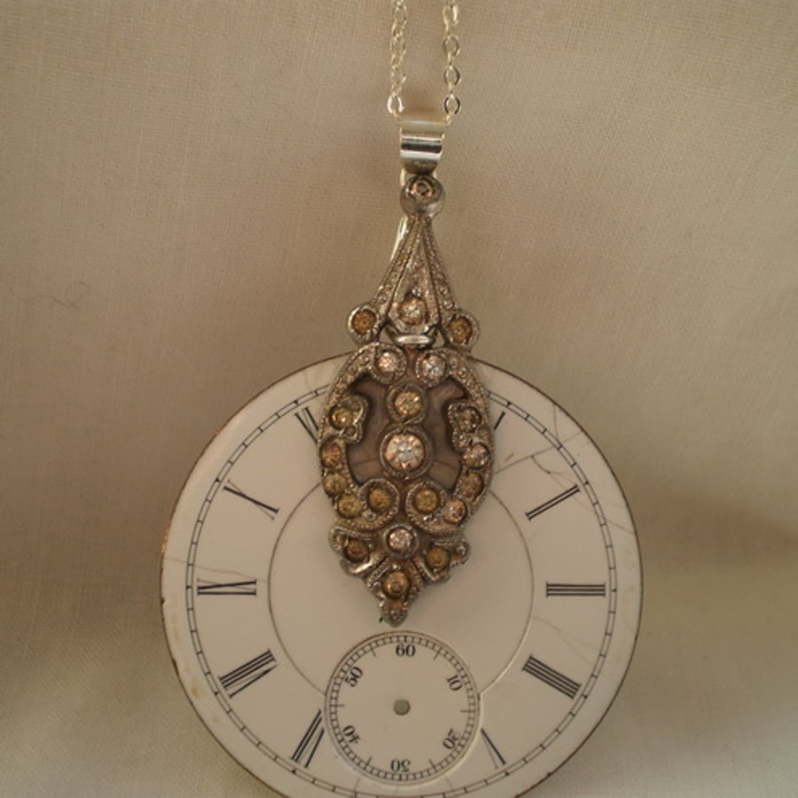 Steampunk Art Deco Vintage Watch Dial Pendant
