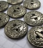 10 Small Flat Patterned Silver Metal Buttons - Image 3