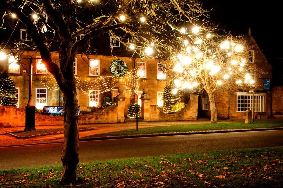 Broadway Christmas Lights Cotswolds UK Photograph Print