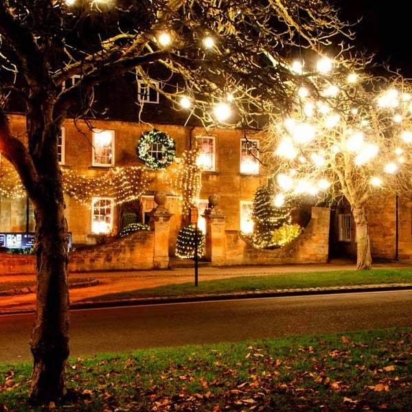 Broadway Christmas Lights Cotswolds UK Photograph Print