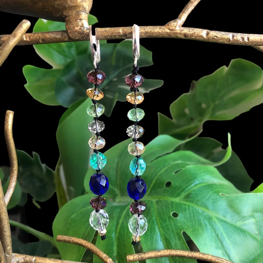 Colourful Crystals Beaded Earrings