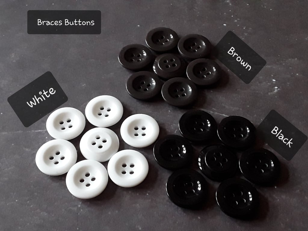 11 16" 18mm 28 Ligne Braces  Trouser Buttons x 6 Buttons