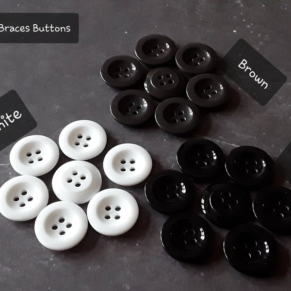 11 16" 18mm 28 Ligne Braces  Trouser Buttons x 6 Buttons