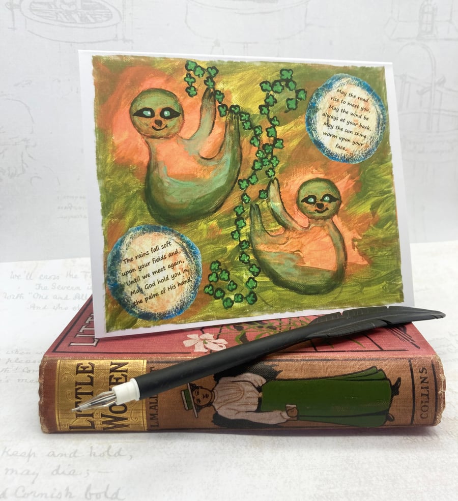 When Irish Sloths are Smiling greetings card taken from original artwork