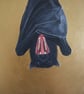 Hanging bat animal original acrylic painting gothic coffin shape gold metallic. - Image 3