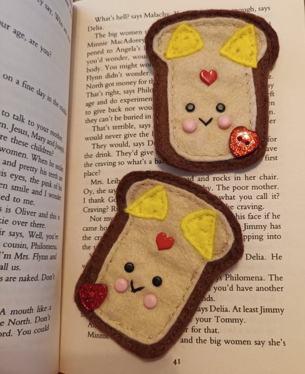 Hand sewn felt cheese on toast bookmark,letterbox gift