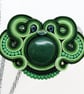 Green Soutache Brooch Malachite Statement Brooch Handmade Textile Brooch Gift  - Image 6
