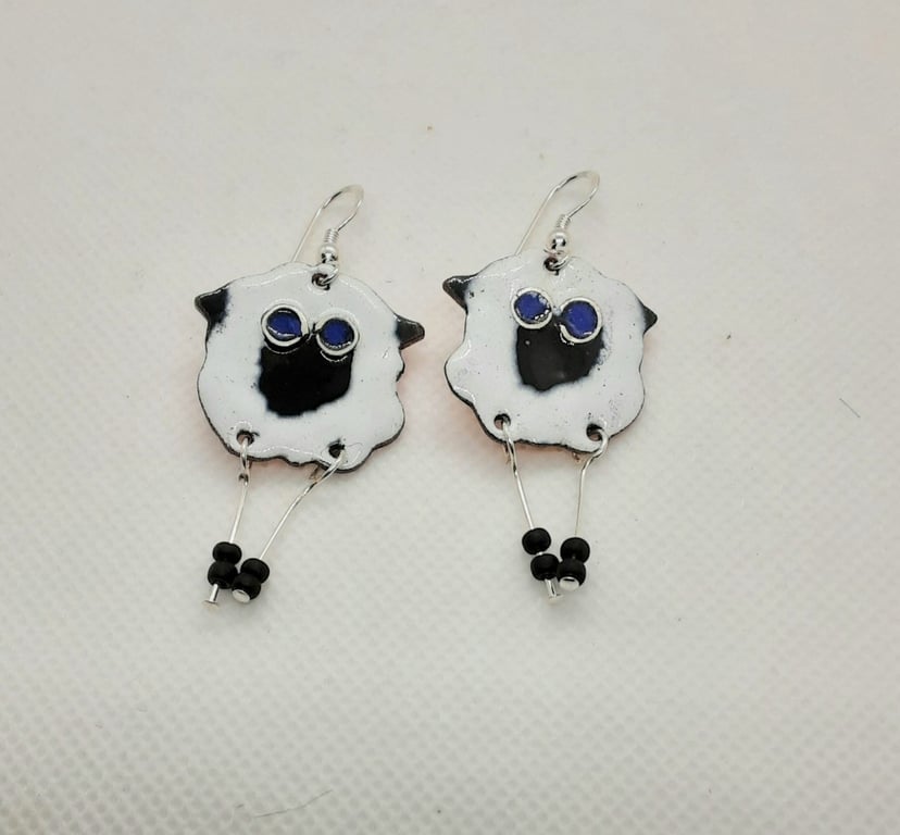 Dangly sheep earrings - enamelled