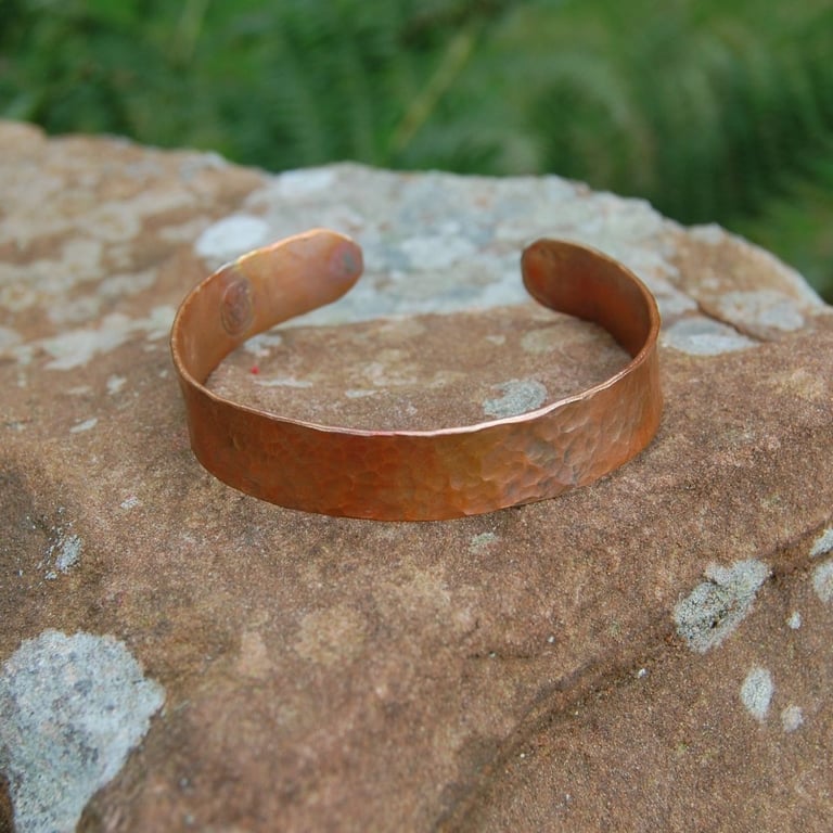 Hammered Copper Bangle - Handmade Adjustable Copper Bracelet