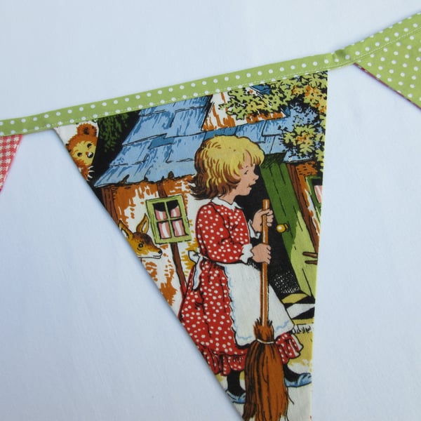 Vintage Fabric Bunting - Fairy Tale - Reversible to Patchwork Flowers