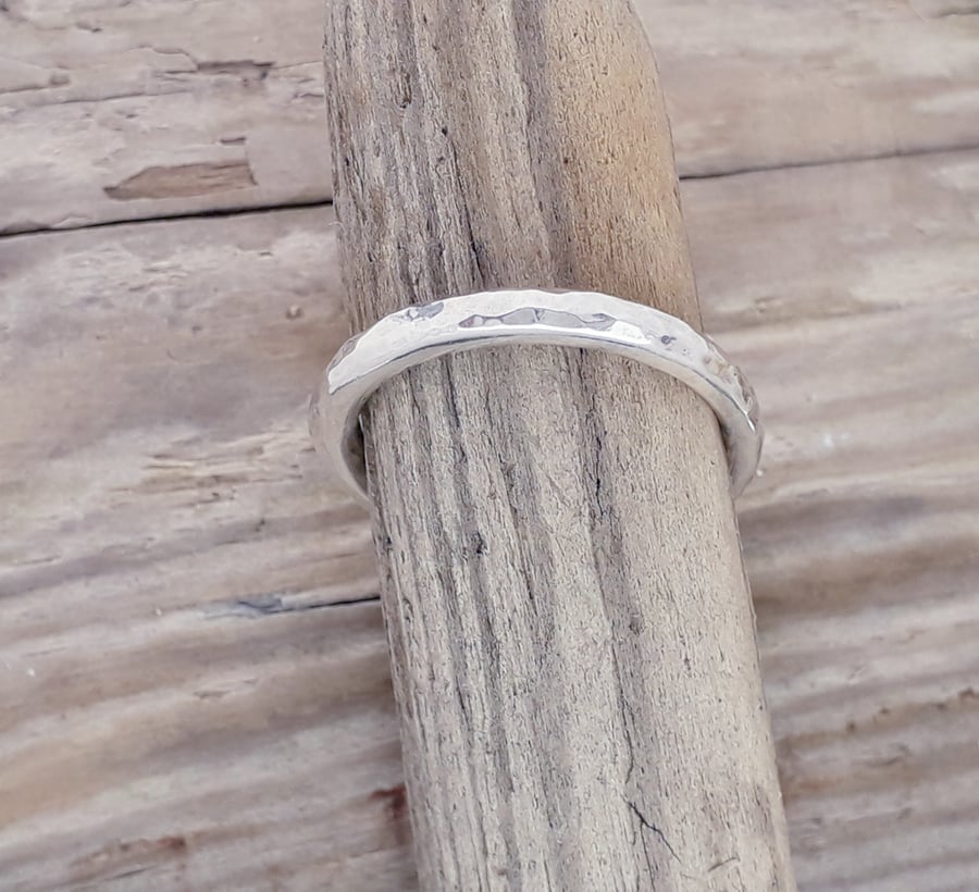 Hammered Sterling Silver ring size Q and a half