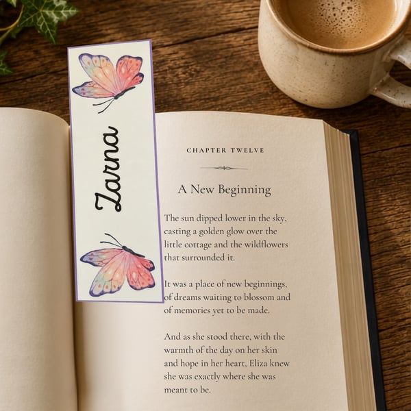 Personalised Butterfly bookmark