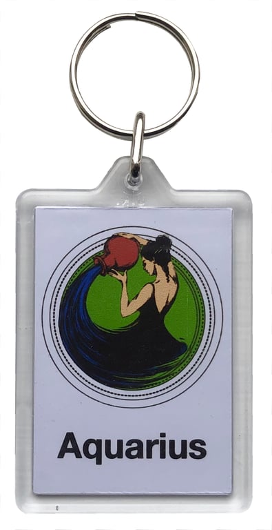 Aquarius Key Ring with 50x35mm Insert - Water Bearer (21st January - 18th Feb)