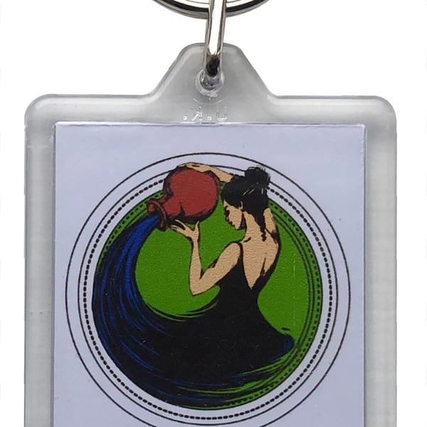 Aquarius Key Ring with 50x35mm Insert - Water Bearer (21st January - 18th Feb)